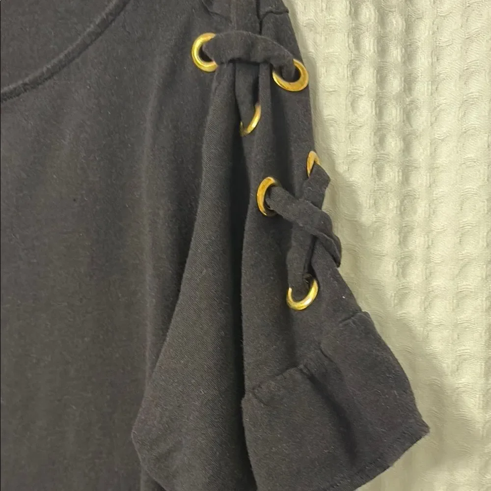 Michael Kors Black Top with Gold Accents Size 1X - Picture 3 of 5
